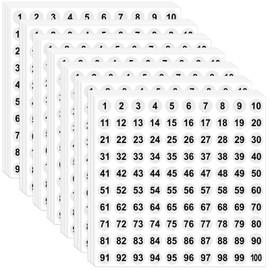 7000Pcs 1 to 100 Number Stickers 0.4 Inch Small Number Stickers Round Numbered Stickers Self Adhesive Consecutive Vinyl Stickers for Inventory Storage Organizing Home Office Indoor Outdoor(70,White)