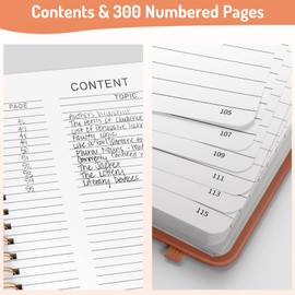 Forvencer Lined Spiral Journal Notebook with 300 Numbered Pages, B5 College Ruled Thick Journals for Writing with 100GSM Paper, Hardcover Notebooks with Contents for Work, School, Women, Men, Orange