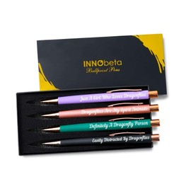 InnoBeta Dragonfly Gifts for Dragonfly Lovers for Women & Girls, Ballpoint Pen Set of 4, Perfect for Birthday, Christmas, Mother's Day