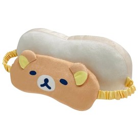 MORIPiLO 4621445 Rilakkuma Children's Pillow with Eye Mask, Beige, 10.2 x 3.9 inches (26 x 10 cm), Washable, Fluffy, Plush Cushion, San-X Character Goods