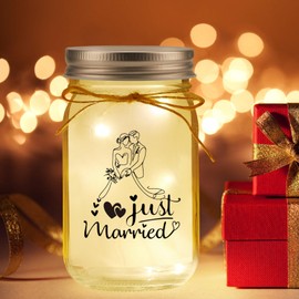 KAAYEE Wedding Gifts for Bride and Groom, LED Bottle Light Gift Wedding, Wedding Gift Money with Dried Flowers, Money Gifts Wedding Packaging, Just Married Wedding Money Box Wedding Anniversary