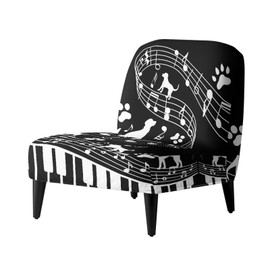Slipper Chair Slipcover Stretch Armless Music Note Puppy Accent Chair Cover Removable Sofa Chair Cover Christmas Decorations Furniture Protector for Living Dining Room Hotel