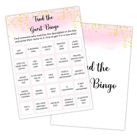 Find the Guest Bingo - Adult Birthday Party Games Decoration Party Games for Adult Friend, Birthday Party Activities Favor Supplies for Her Girls Teenager, 20 Birthday Games Card Set -04