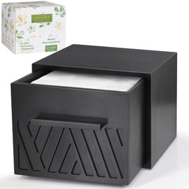 Disposable Face Towels XL with Luxe Wood Drawer Organizer, Face Towelettes Disposable 60 Count, 100% Cotton Facial Towel, Makeup Remover Cloth and Facial Wash Dry Wipes, Face Towel Holder Drawer