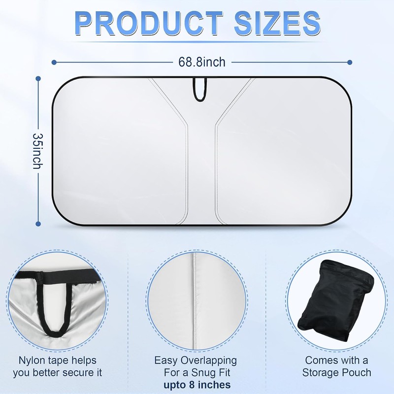 Parasol para Parabrisas SINGARO 300T – Plegable, Reflectante 174.8 cm