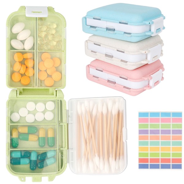 4 Pcs Travel Pill Organizer Box, Portable Pill Case with