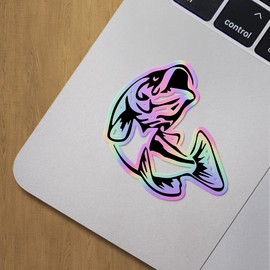 Holographic Decal Stickers of Largemouth Bass Fish Jumping Premium Waterproof Vinyl Decal Stickers for Laptop Phone Accessory Helmet Car Window Mug Tuber Cup Door Wall Decoration ANDVER3526890HO