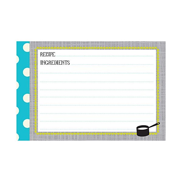 C.R. Gibson Baby Blue and White Polka Dot Blank Recipe Cards, 40pc, 4'' W x 6'' L