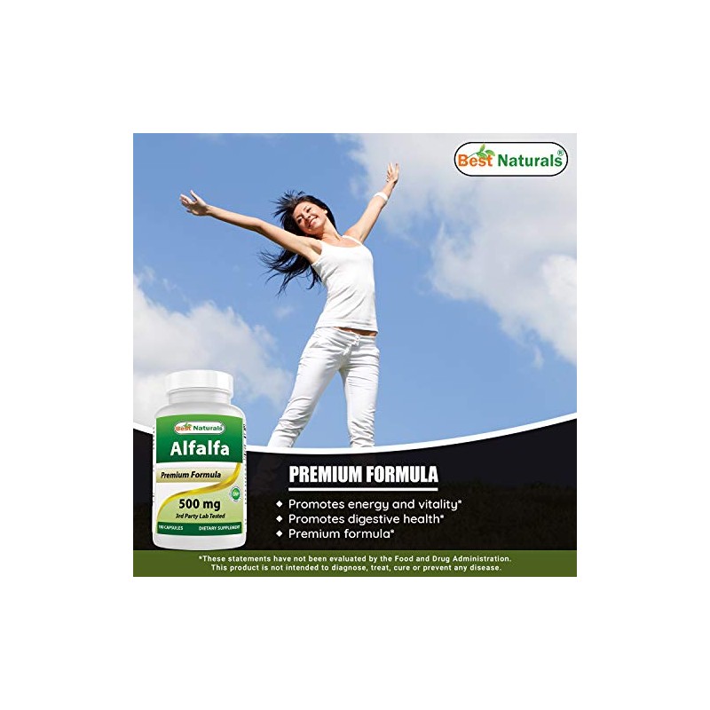 Best Naturals Alfalfa Green Super Food 500 mg 180 Capsules