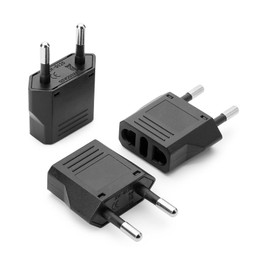 Bates- European Plug Adapter, 3 pcs, Black, Travel Adapter, US to Europe Plug Adapter, EU Adapter, Electrical Adapters, Converter Plug, European Outlet Adapter, Converter Plug for Europe