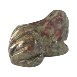 Manekieko Natural Dragon Blood Jasper Frog Crystals and Healing Stone Figures, 38 mm Hand-Carved Bags Animal Room Decor Gemstone