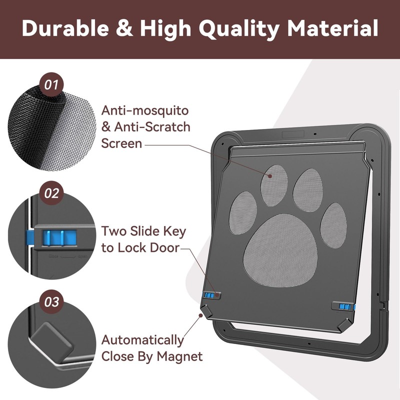 PETLESO Large Dog Door for Screen Door, Easy Install Lockable