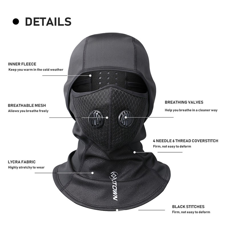 Balaclava Cycle Cap Thermal Face Cover with Breathing Valve in