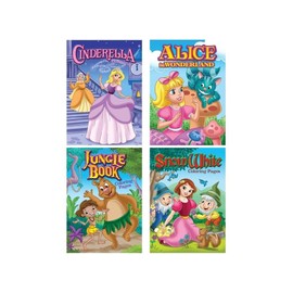 Fairy Tales Coloring Books Kids Classic Cinderella Alice Snow White Jungle 4-Pc