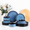 LERATIO Ceramic Dinnerware Sets for 4,Round Reactive Glaze Ceramic Plates
