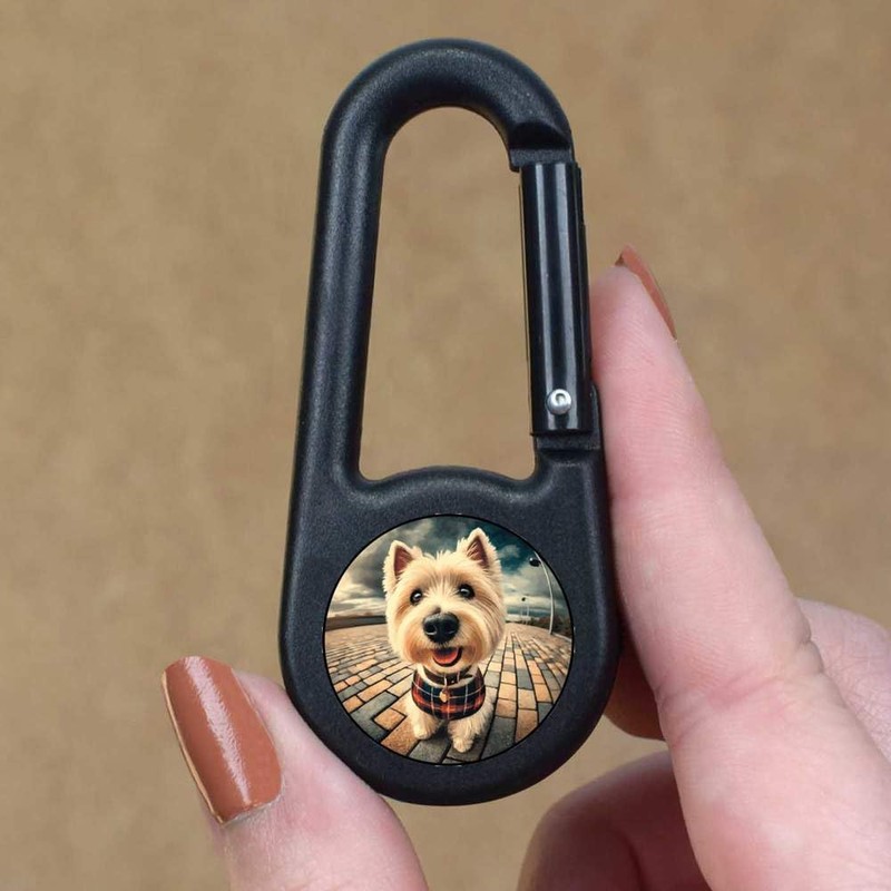 'Smiling West Highland Terrier' Compass Keyring (KC00036081)