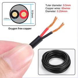 12 Gauge 2 Conductor Electrical Wire, 100FT PVC Case Stranded Low Voltage 2 Wire Cable, 12/2 Tinned Copper Hookup Wire, Flexible Extension Power Cord for LED Lamp Lighting Speaker Automotive UL Listed