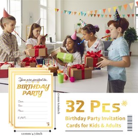 32 Birthday Invitation Cards,Uniquely Designed Birthday Cards for Children,Men, Women and Kids