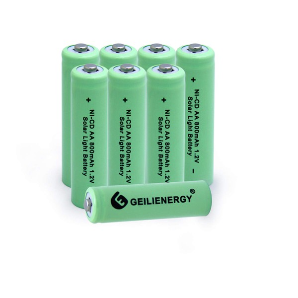 GEILIENERGY NICD AA 800mAh Rechargeable Battery for Solar Light,Solar Lamp,Garden Lights(Pack of 8)