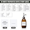 AIEX Coffee Syrup Labels, 84pcs Waterproof White Minimalist Coffee Syrup