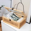 UoeRing Rattan Decorative Box With Lid, Glass Display, Rectangular, Set