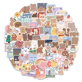 Korean Style Cartoon Bear Stickers, 102Pcs Stickers for Laptop Notebook Water Bottles Scrapbook Phone, Cartoon Cute Stickers for Kids Teens Adults KJHSL