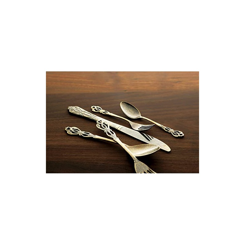 Takakuwa Metal Rune Coffee Spoon, Antique Gold, Size: Approx. W12.2