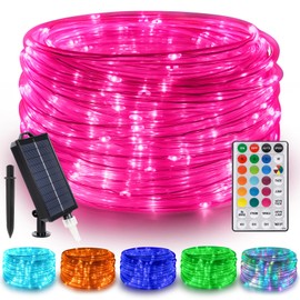 50FT 150 LED Solar Rope Lights, 18 Colors with Timer, 5 Modes, Waterproof Plug-in Remote Control Camping String Lights for Outside, Camping, Classroom, Party, Festival Decoration Solar Lights Outdoor