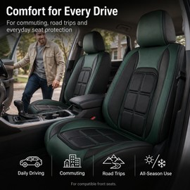 2-Piece Front Car Seat Cover Set – Artificial Leather Seat Protectors for Compatible Cars, SUVs, Pickups, Trucks & Vans
