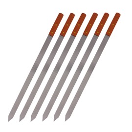 CHEFTOR Premium Stainless Steel Wooden Handle BBQ Skewers for Shish Kebab, Turkish Grills & Koubideh, Brazilian-Style BBQ, 23 Inch x 1 Inch, Set of 6