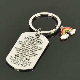 Anniversary Birthday Gifts for Husband from Wife to My Husband Keychain Gifts for Men I Promise That I'll Be By Your Side Keyrings for Hubby Christmas Valentines Day Gift