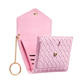 Gostwo Womens Wallet RFID Blocking Small Wallets Woman Credit Card Holder Trifold Ladies Wallets with Coins Zipper Pocket, Woven Light Pink