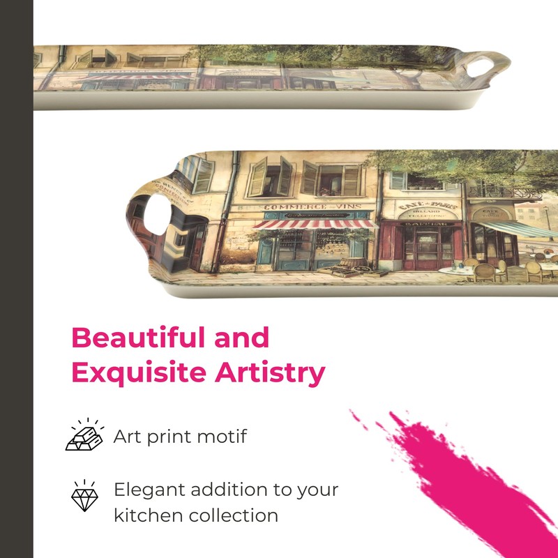 Pimpernel Parisian Scenes Melamine Rectangular Serving Tray – (19.25" x