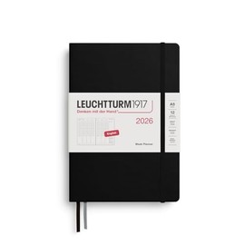 LEUCHTTURM1917 372759 Weekly Planner Medium (A5) 2026, Black, English