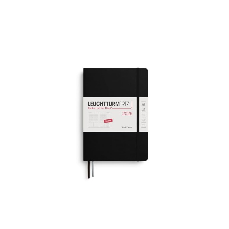 LEUCHTTURM1917 372759 Weekly Planner Medium (A5) 2026, Black, English