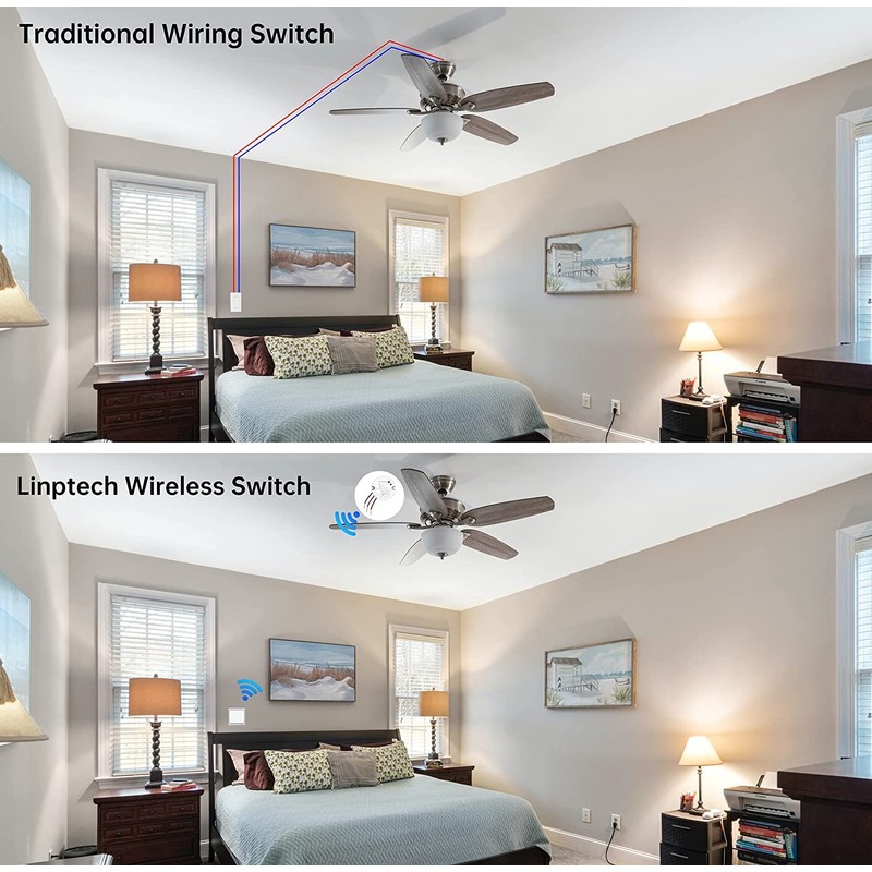 Self-Powered Wireless Light Switch and Receiver Kit, Linptech Remote Control