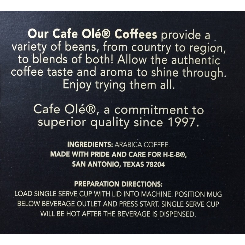 HEB Cafe Ole Coffee and Chicory Blend Pods compatible with