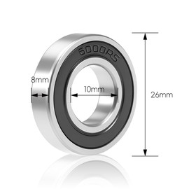 Jyvex Pack of 12 6000-2RS Ball Bearings, 10 mm x 26 mm x 8 mm, Rubber Sealed Deep Groove Ball Bearings, Bearings for DIY, 3D Printers, Motors, Lathes, Milling Machines, Various Mechanical Devices, etc
