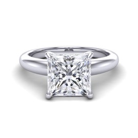 Central Diamond Center VOGUE 4 Prong Princess Cut 925 Silver Solitaire Engagement Ring - 3.00ct Platinum Plated - Size 5
