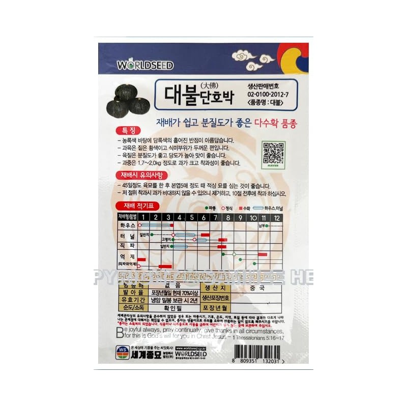 Sweet Pumpkin Plant Seeds Korean, 1 Packs, 4 Grams Each