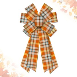 Hying Large Fall Bows for Wreath, Autumn Wreath Bows Orange Buffalo Plaid Bows Thanksgiving Farmhouse Craft Bows for Front Door Fall Thanksgiving Day Party Decorations Supplies