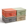 YueYue Small 4 Pack Fabric Stroage Box with Lids, Linen