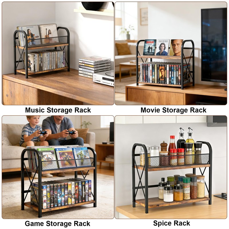 CILXGQLN 2-Tier CD Storage, Wood CD Holder, Compact CD Organizer