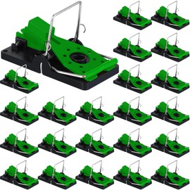 Qualirey 24 Pcs Mouse Traps Plastic Mice Trap House Indoor Rat Trap Quick Effective Safe Mouse Traps for Warehouse Garden Kitchen 3.86 x 1.81 x 2.17 Inch (Black,Green)