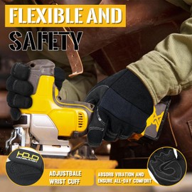 HLDD HANDLANDY Work Gloves for Men, Flexible Mechanic Working Gloves with Touch Screen, Utility Work Gloves for Yard work, Driving, Warehouse, Construction