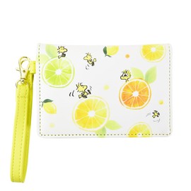 Snoopy 0341 Woodstock Citrus Series Pass Case, Commuter Card Case, Bifold Lightweight, Thin, Women's, White (SPC-1157), White (SPC-1157)