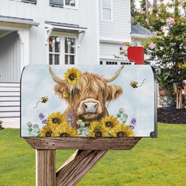 YINENA - Funda magnética para vacas de girasol, tamaño estándar de 21 x 18 pulgadas, decoración de temporada para primavera, verano, decoración de jardín y patio