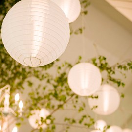 pajoma Paper Lamp Lantern White Pack of 10 for Party Wedding Decoration (35 cm x 35 cm)