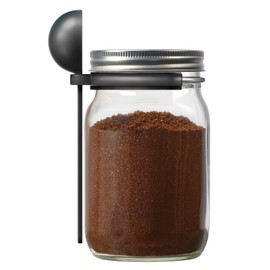 Jarware Coffe Scoop Lid for Wide Mouth Mason Jars, Black, 1 Tablespoon