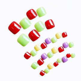 Short Toenails Tips Press on Toe Nails for Women and Girls False Toes Nails Artificial Toenails Kit Stick On Toenails 24Pcs Glue On Toenails for Women